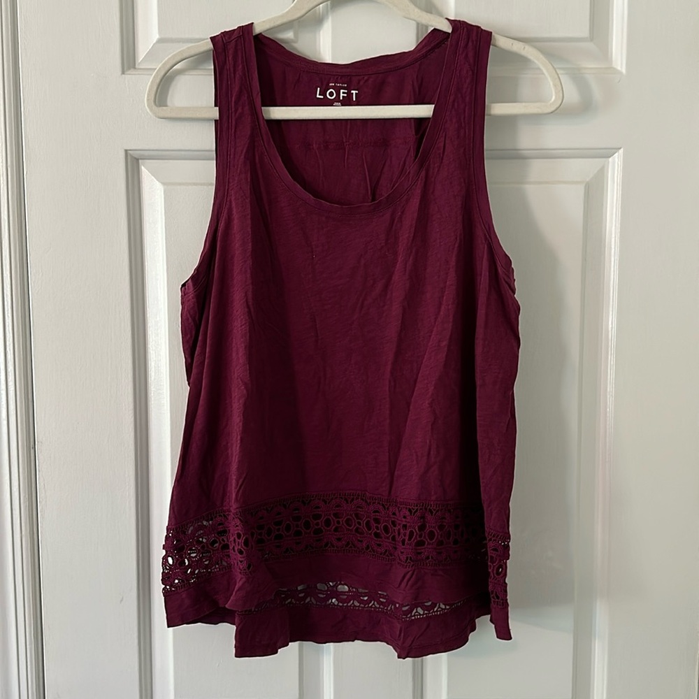 Loft burgundy swing tank top
